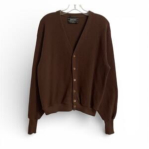 Jantzen Vintage Cardigan Size L Large Brown Long Sleeve V Neck 80s Grunge Dad